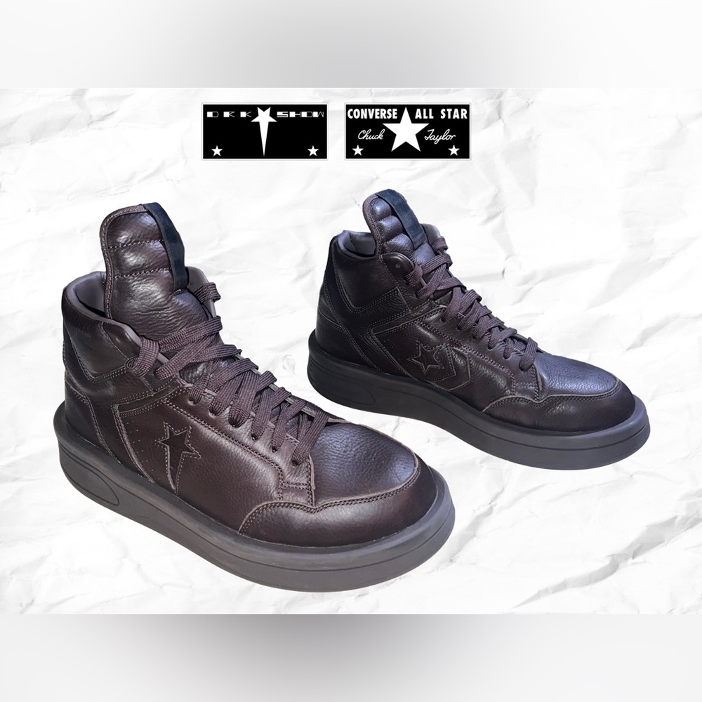 Rick Owens DRKSHDW x Converse Chocolate Leather High-Top Sneakers